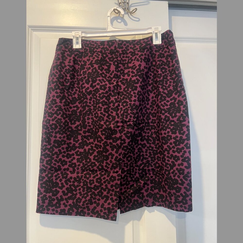 Purple leopard print pencil skirt from Banana Republic